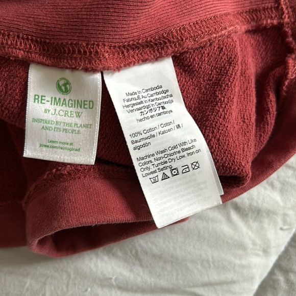 J.Crew University Terry Drawstring Shorts & Cropped Sweatshirt matching set red - Picture 13 of 15